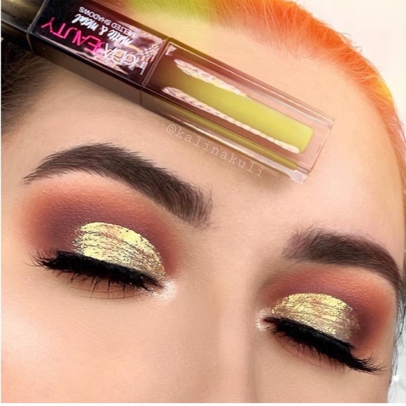 Huda Beauty Matte & Metal Melted Shadow in Limelight & Gold Chains NIB - Picture 2 of 3